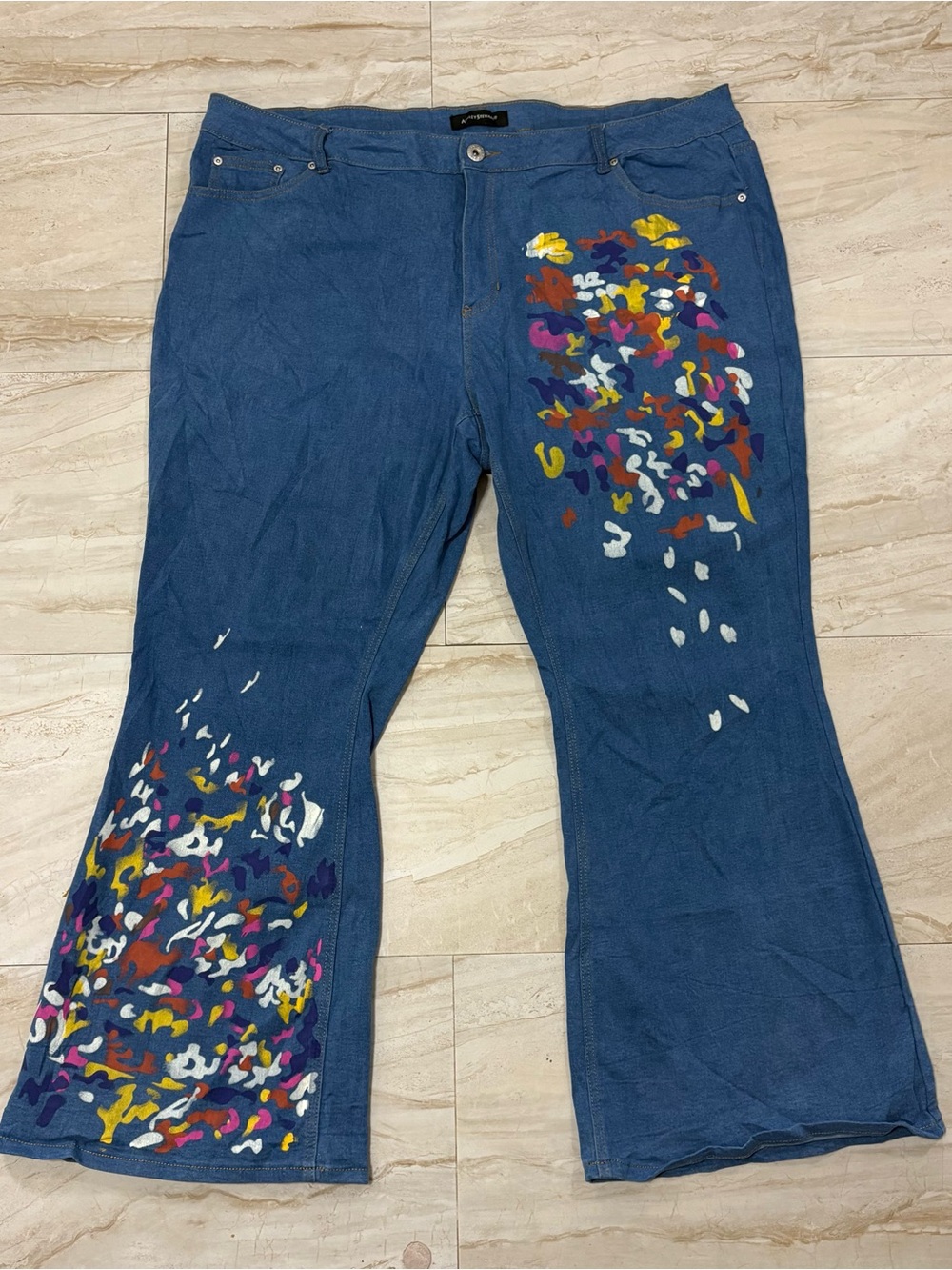 Ashley Stewart Women's Size 26 Medium Wash Lightly Distressed Flare Jeans